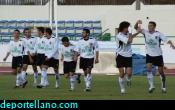 Los jugadores del M�rida celebran el 0-1. Gol de Mansilla.